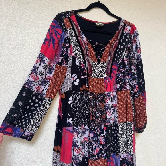 Anthropologie arcata patchwork dress with lace up front - Picture 4 of 9